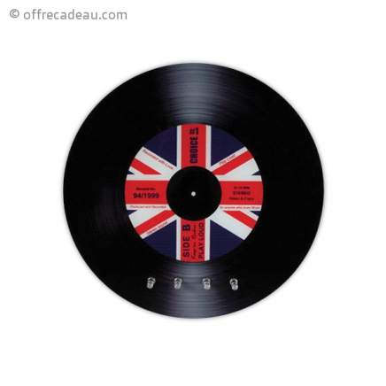 Accroche-clés en forme de disque vinyle avec drapeau Royaume Uni