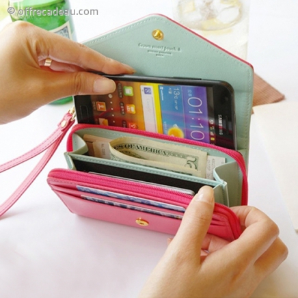 Pochette pour portable, cartes et monnaie