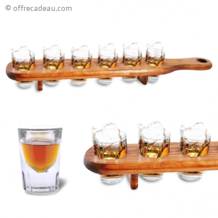 Plateau de service et 6 verres shooter