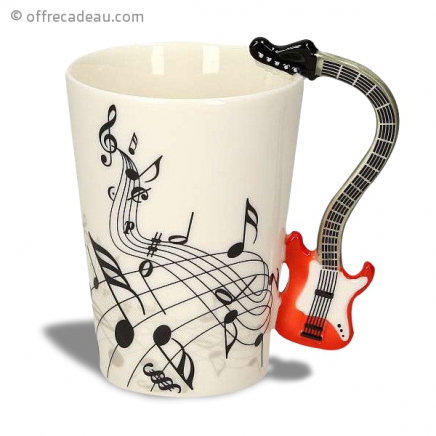 Mug avec anse en forme de guitare électrique rouge