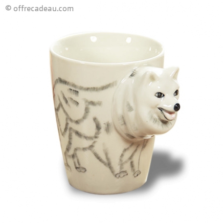 Tasse chien loup avec anse en 3D