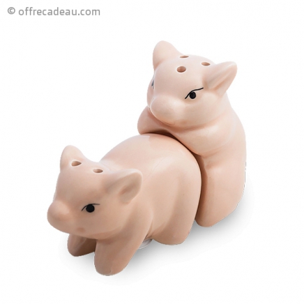 Salière et poivrière petits cochons en porcelaine