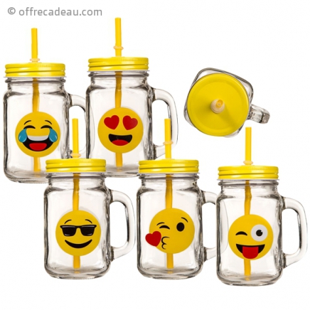 Mug à paille avec emoticônes 