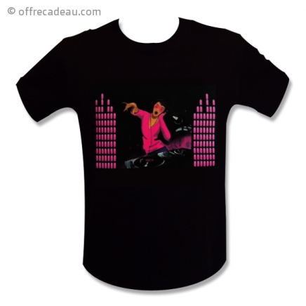 T-shirt à LED rose femme Dj au platine 