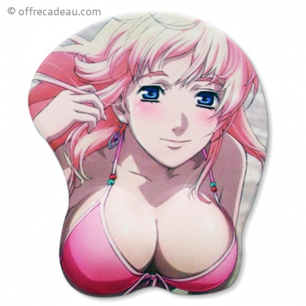 Tapis de souris ergonomique : manga sexy aux cheveux roses