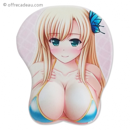 Un tapis de souris manga blonde aux yeux bleus