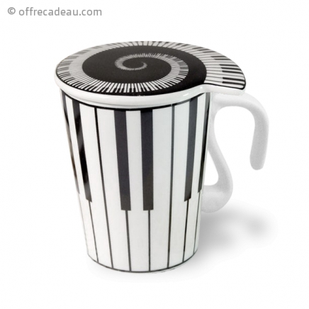 Tasse en clavier de piano avec couvercle