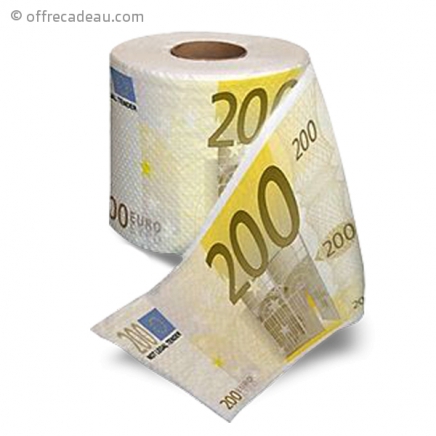 Rouleau de papier toilettes en billet de 200 euro
