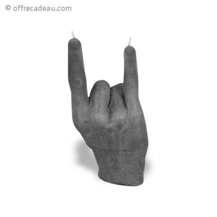 Bougie en forme de main signe rock