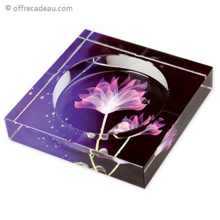 Cendrier décoratif à motif fleur de lotus de verre 