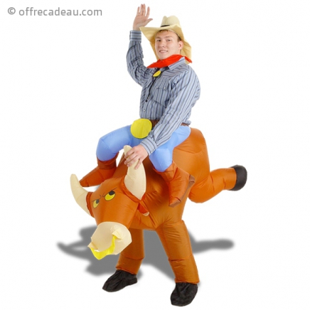 Costume gonflable de cowboy à dos de taureau
