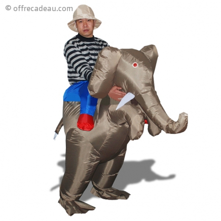 Déguisement gonflable d'aventurier à dos d'éléphant 