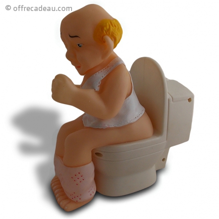 Figurine vieil homme assis sur un bidet décoration pour toilette
