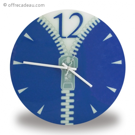 Horloge en zip bleue
