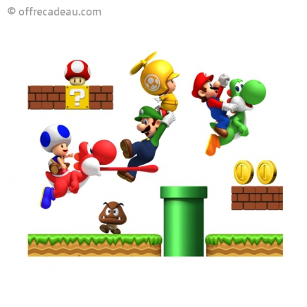 Planche de sticker Mario avec décor