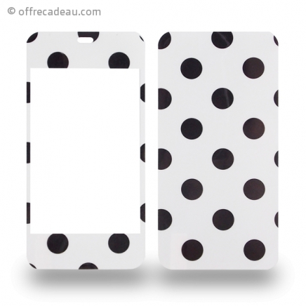Sticker pour iPhone 4 blanc et à pois noirs