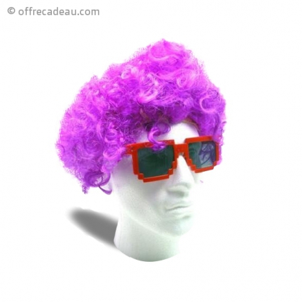 Perruque afro de couleur violette