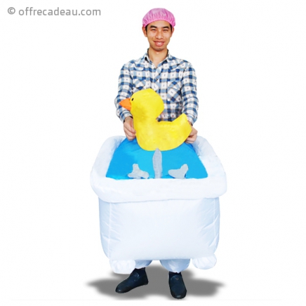Déguisement gonflable homme/femme dans une baignoire avec un canard